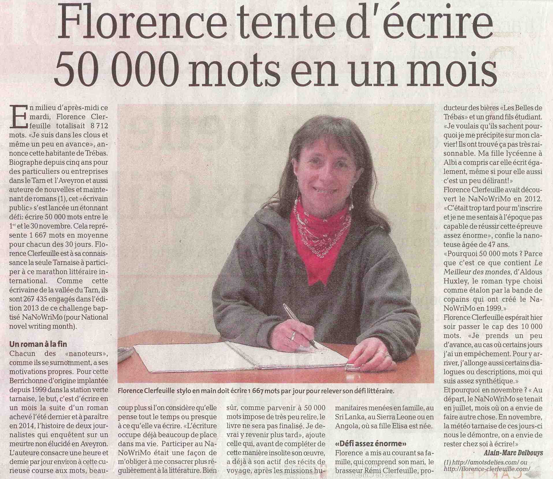 La Dépêche du Midi, mercredi 6 novembre 2013